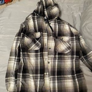 Never worn Carhartt button up with hood